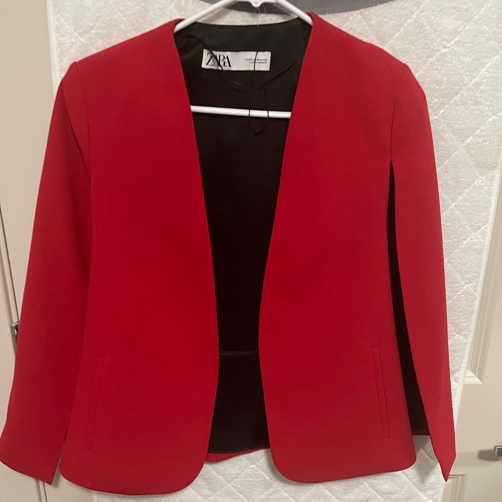 COPY - red zara cape/blazer